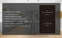 PKM IF2 G Glaskeramik, Touch Control, Anzahl Kochfelder: 2, 9 je Zone Heizstufen, Timer, Kindersicherung